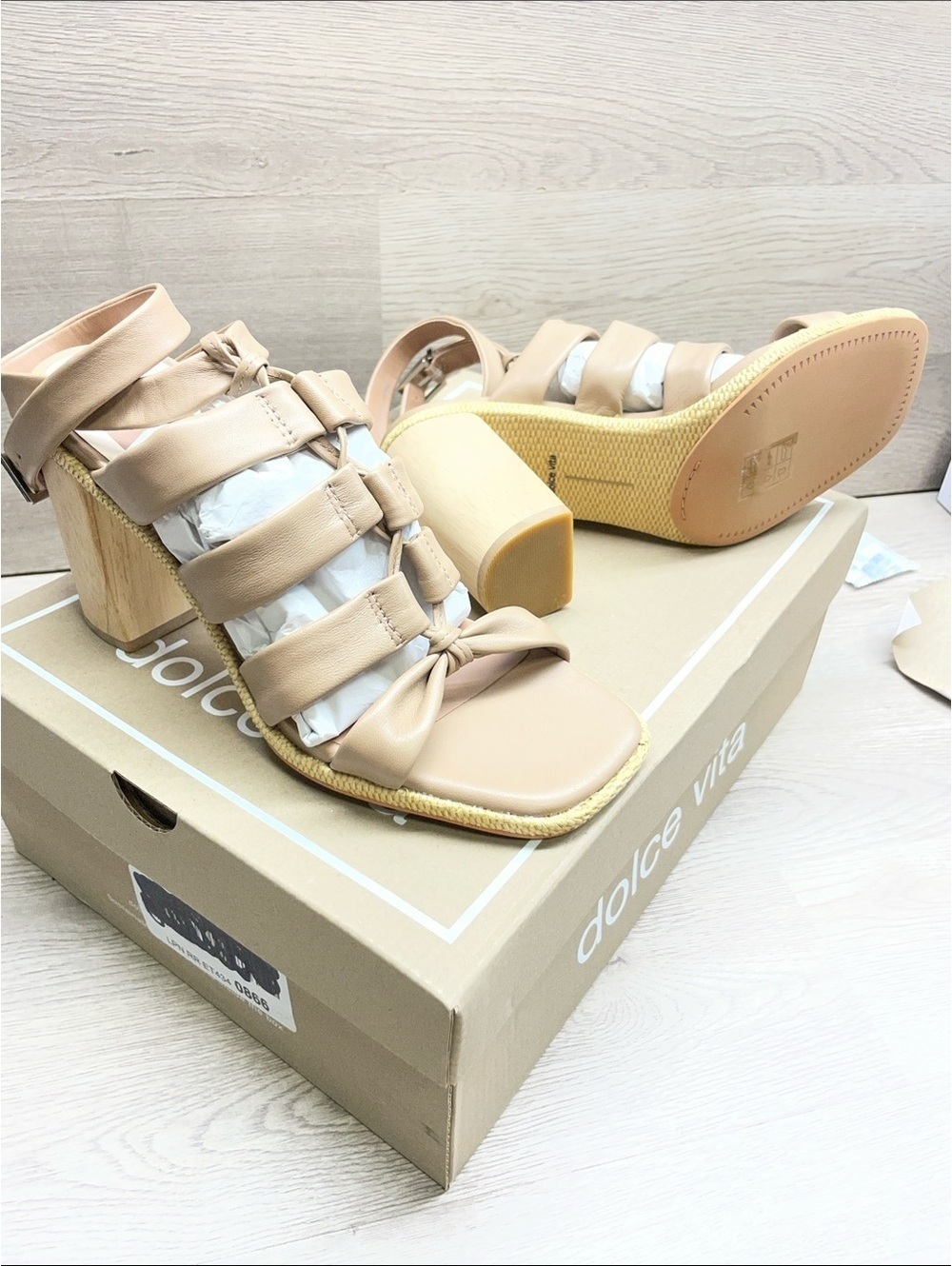 Dolce Vita Nude Beige Multi-Strap Block Heel Sandals #281